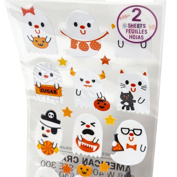 👻 Sticko Ghost Party Flat Stickers 36-Piece Halloween Sticker Set 2 Sheets 🎃🦇 - Picture 3 of 5